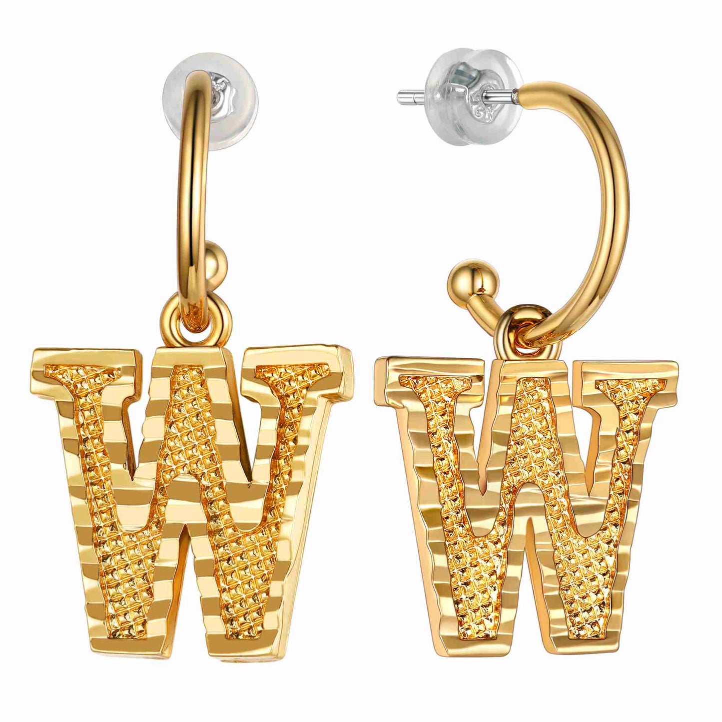 Initial W Hoop Earrings for Women