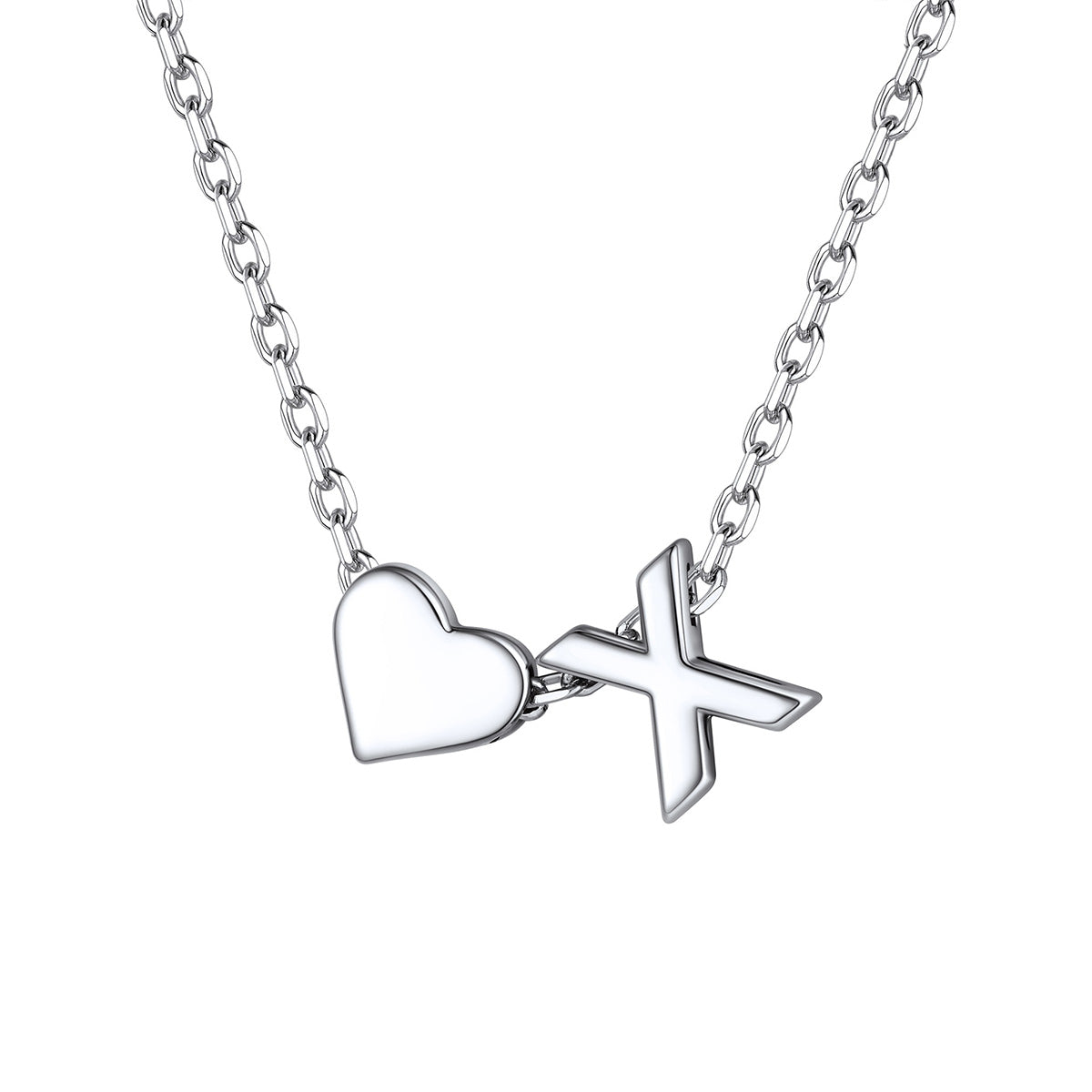 Initial X Heart Charm Necklace