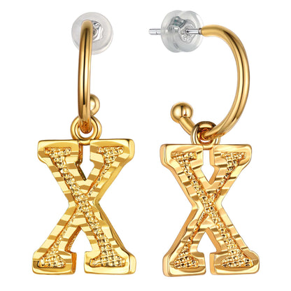 Initial X Hoop Earrings for Women