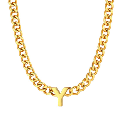 Initial Y Cuban Chain Necklace Gold Plated