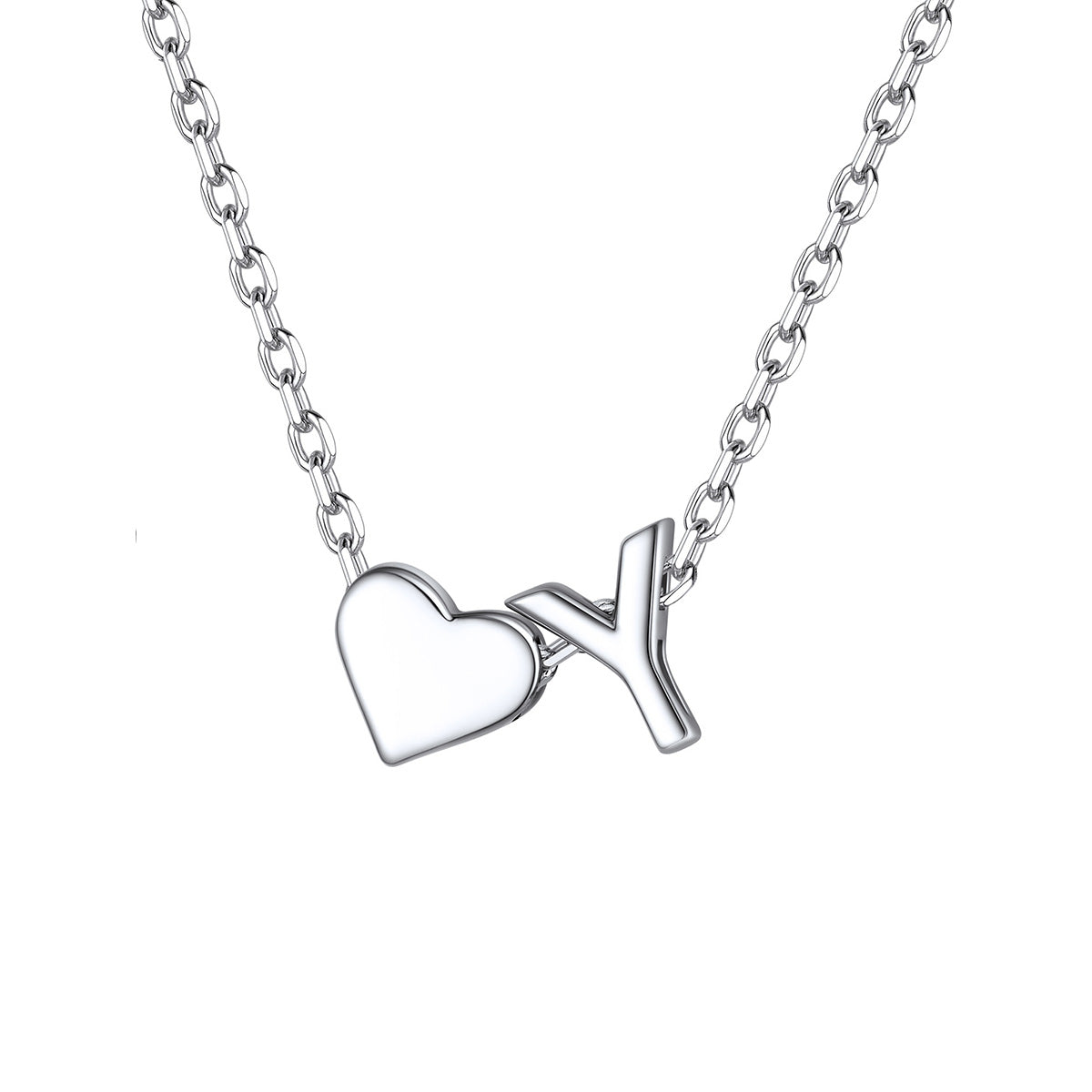 Initial Y Heart Charm Necklace