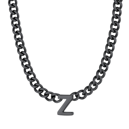 Initial Z Cuban Chain Necklace Black Plated