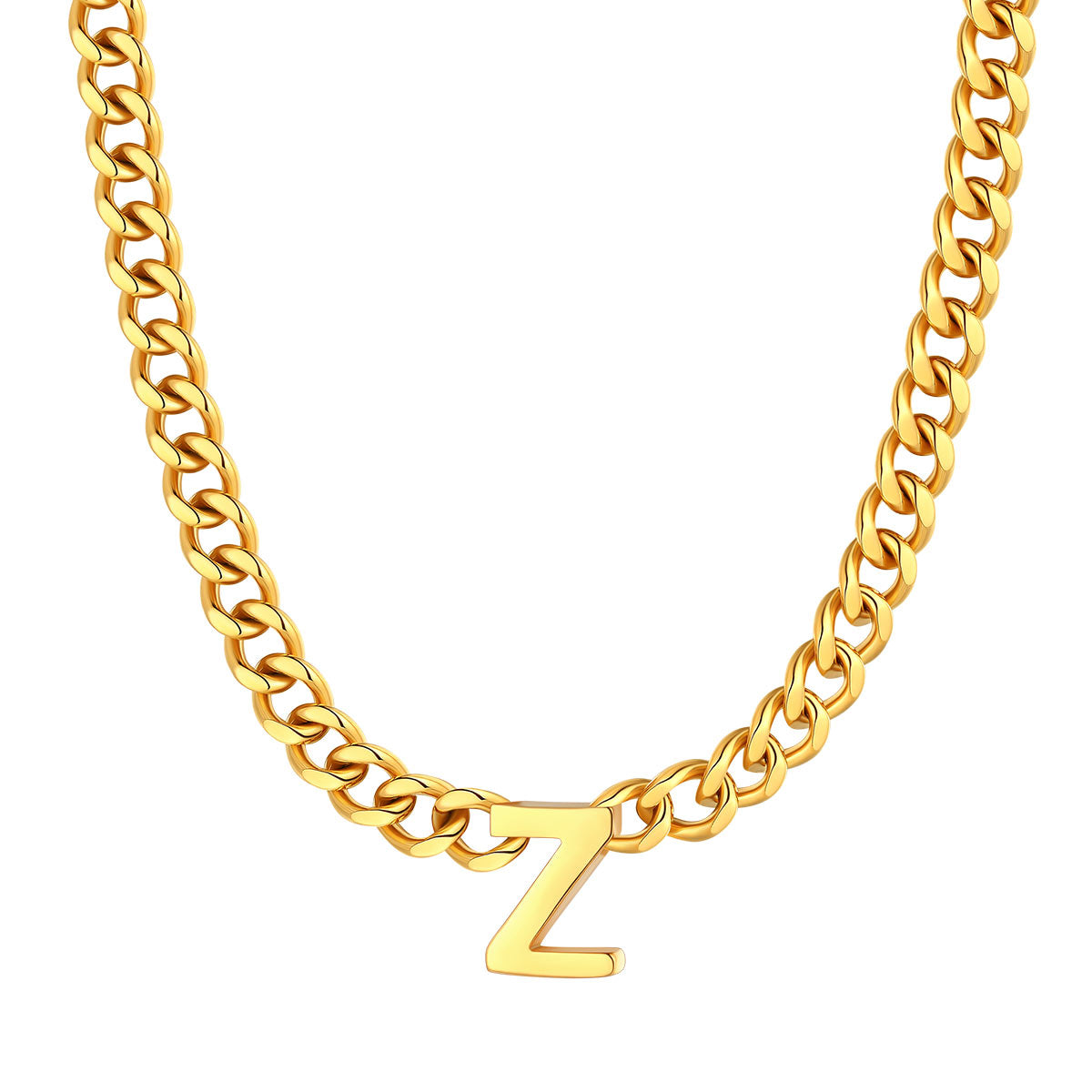 Initial Z Cuban Chain Necklace Gold Plated