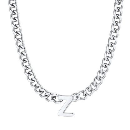 Initial Z Cuban Chain Necklace Stainless Steel