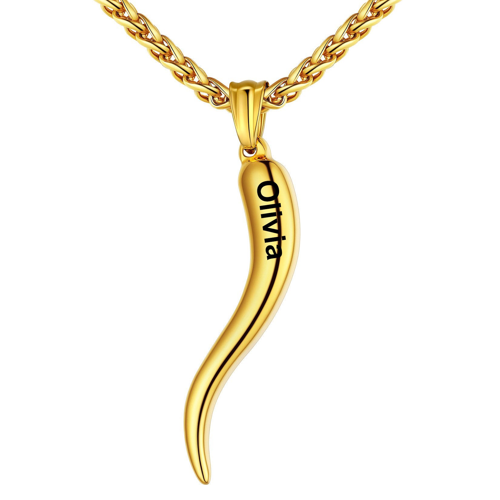 Italian Horn Necklace Cornicello Necklace in gold plated
