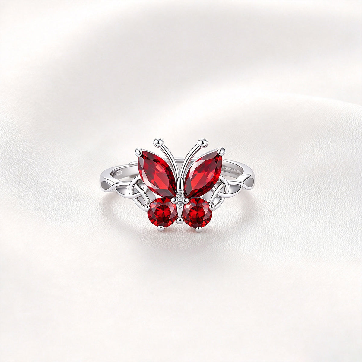January Adjustable Celtic Knot Butterfly Birthstone Ring