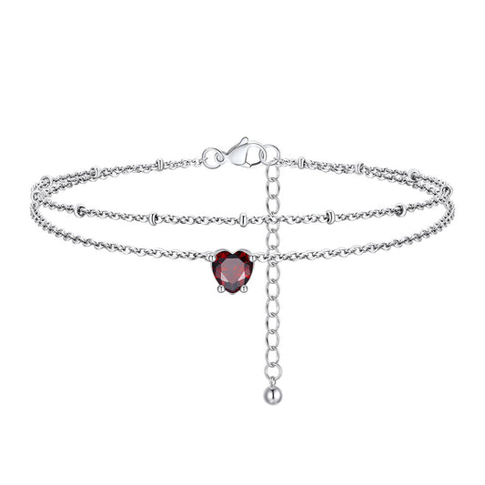 January Heart Birthstone Anklet FIA23770
