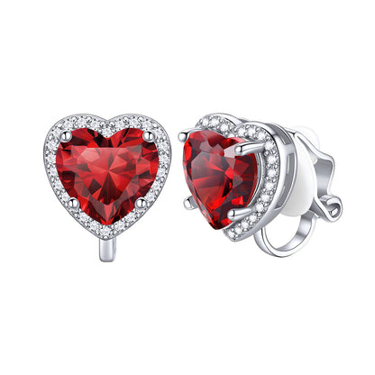 January Heart Birthstone Clip-on Earrings