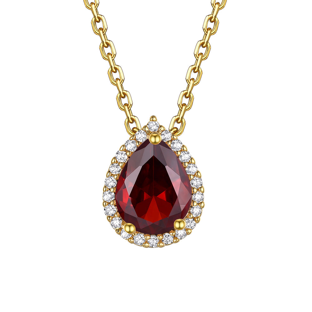 January Teardrop Birthstone Necklace Gold Plated