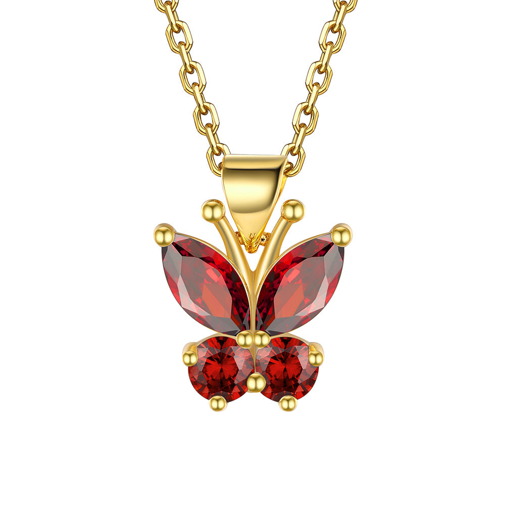 January birthstone butterfly necklace Gold Plated