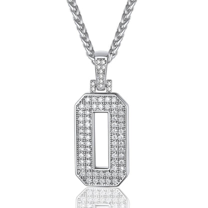 Jersey 0 Number Necklace White Gold Plated