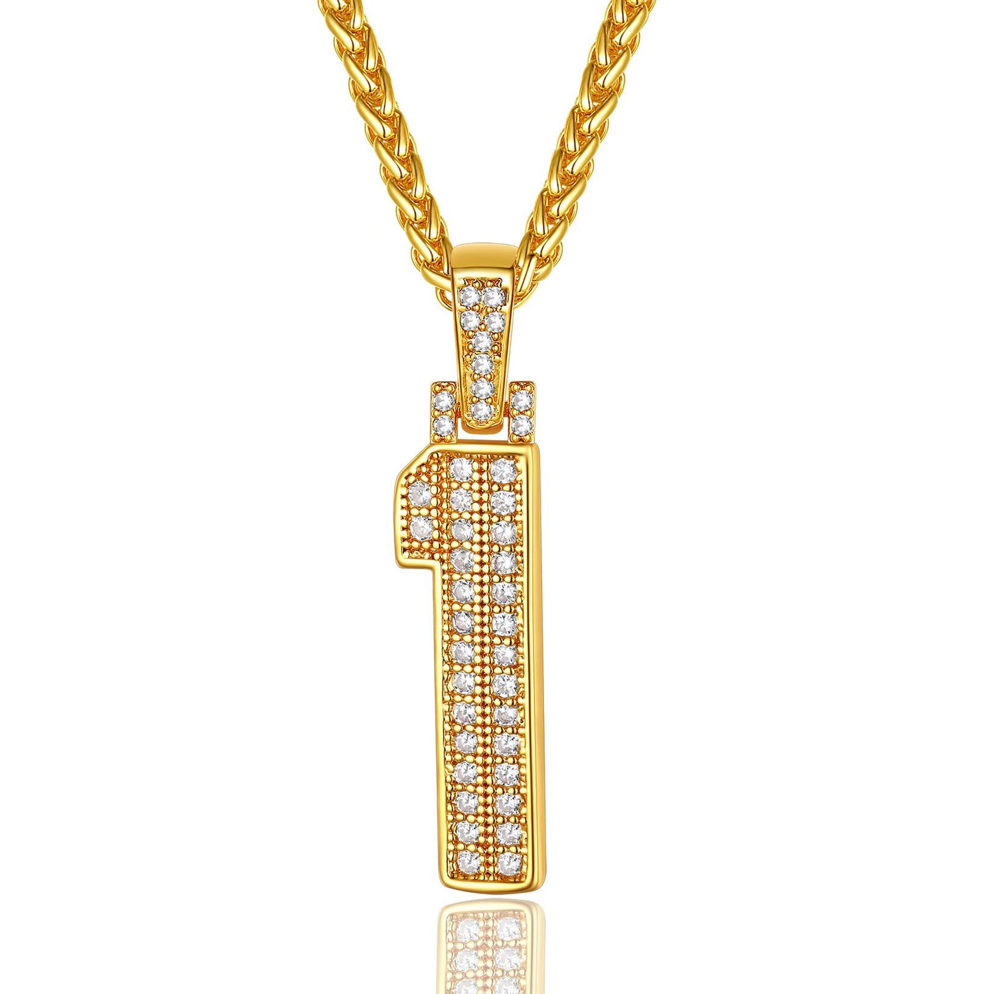 Jersey 1 Number Necklace Gold Plated