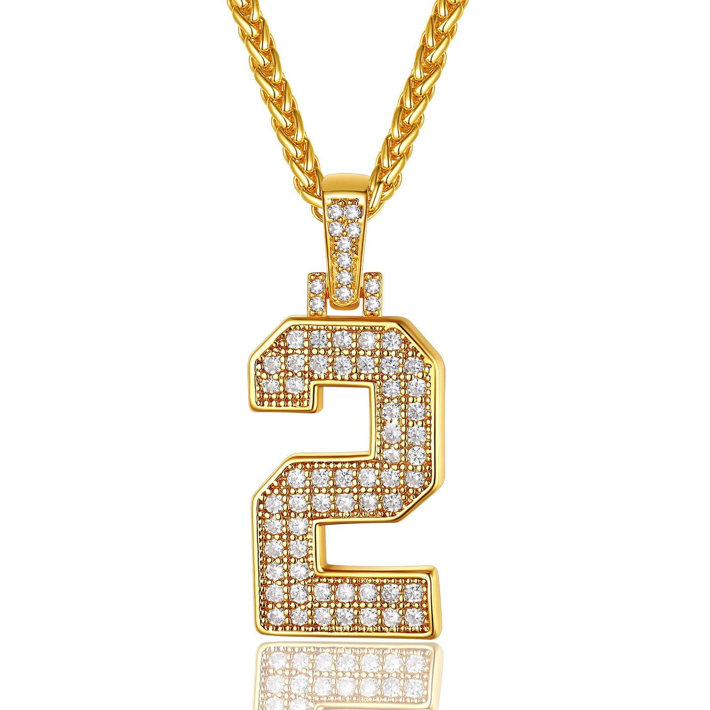 Jersey 2 Number Necklace Gold Plated