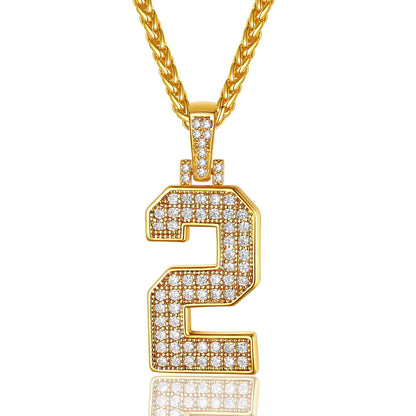 Jersey 2 Number Necklace Gold Plated
