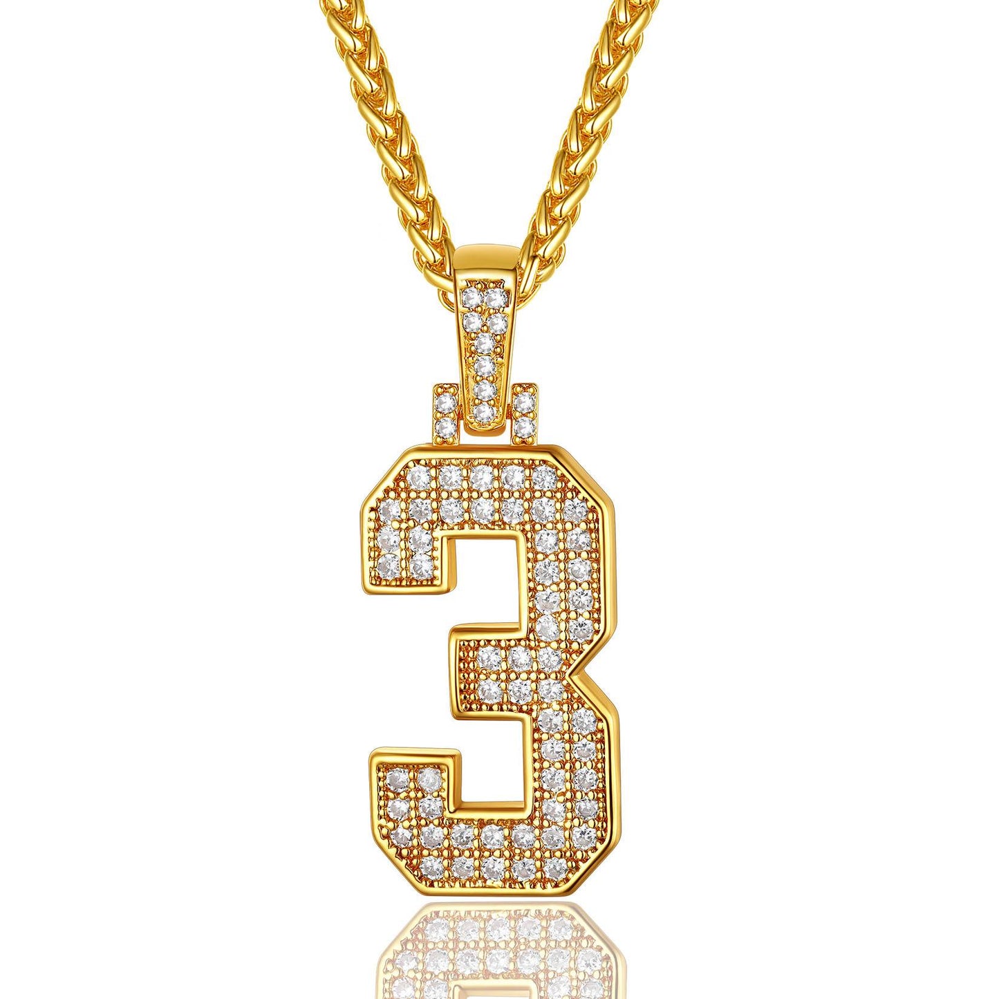 Jersey 3 Number Necklace Gold Plated