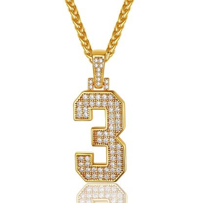 Jersey 3 Number Necklace Gold Plated