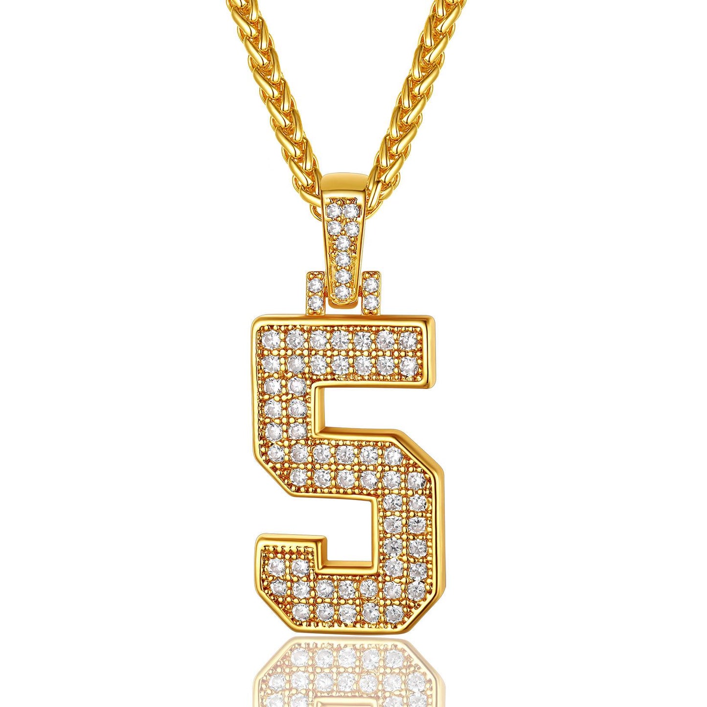 Jersey 5 Number Necklace Gold Plated