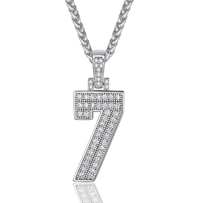 Jersey 7 Number Necklace White Gold Plated