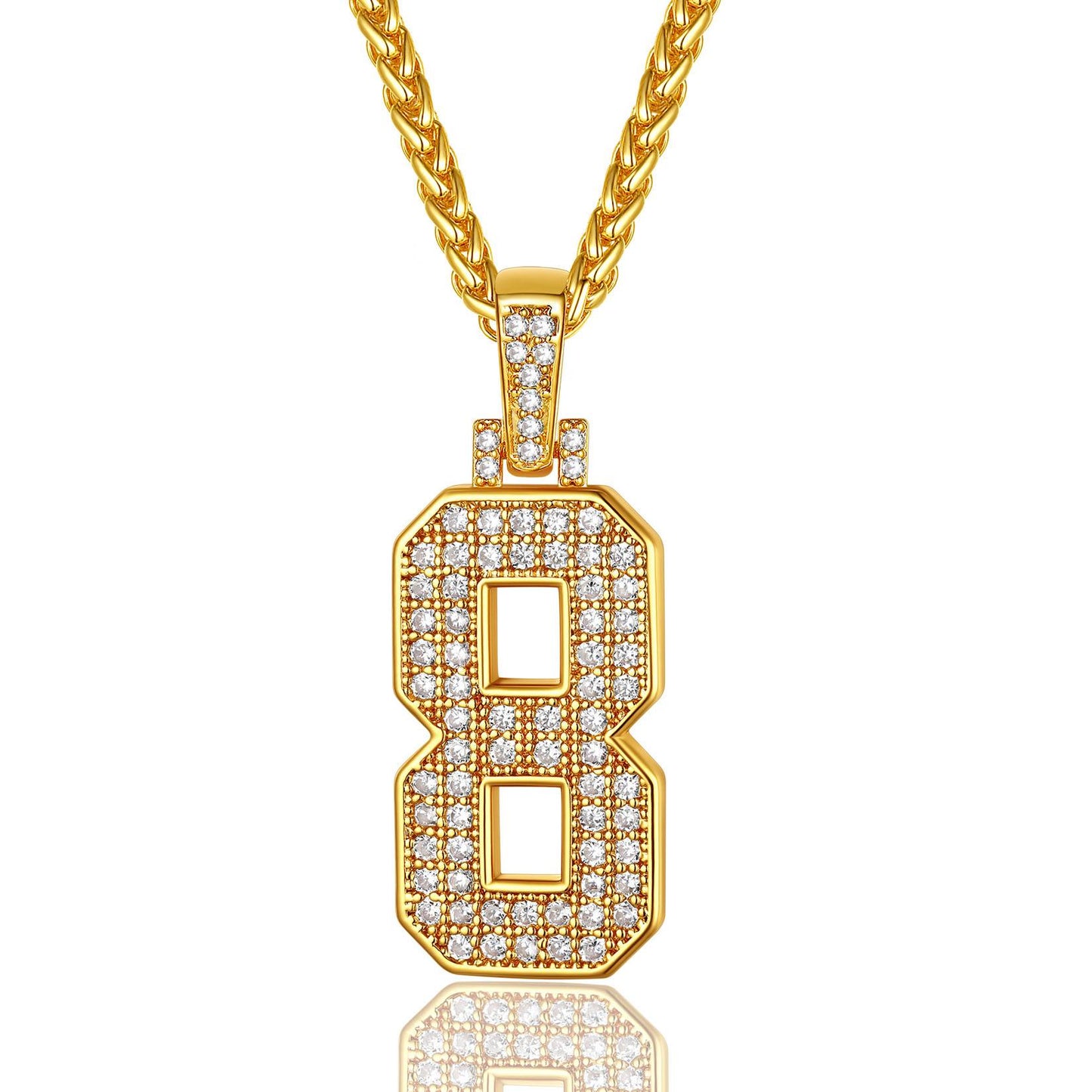 Jersey 8 Number Necklace Gold Plated