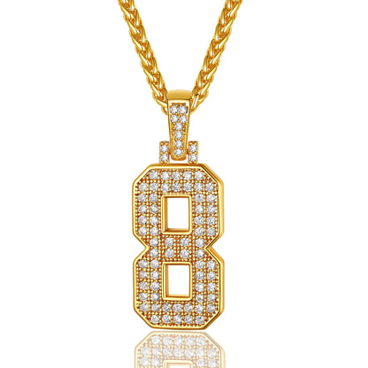 Jersey 8 Number Necklace Gold Plated
