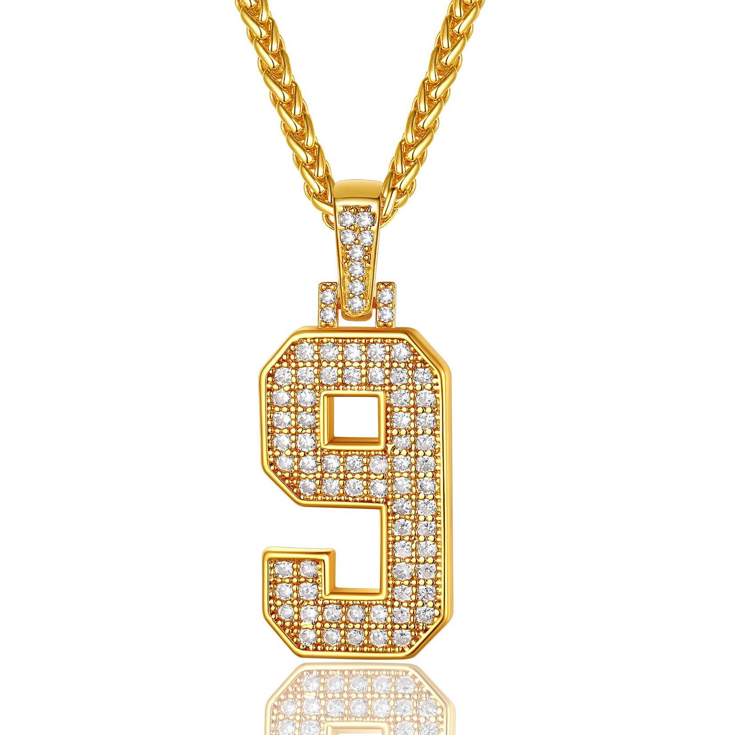 Jersey 9 Number Necklace Gold Plated