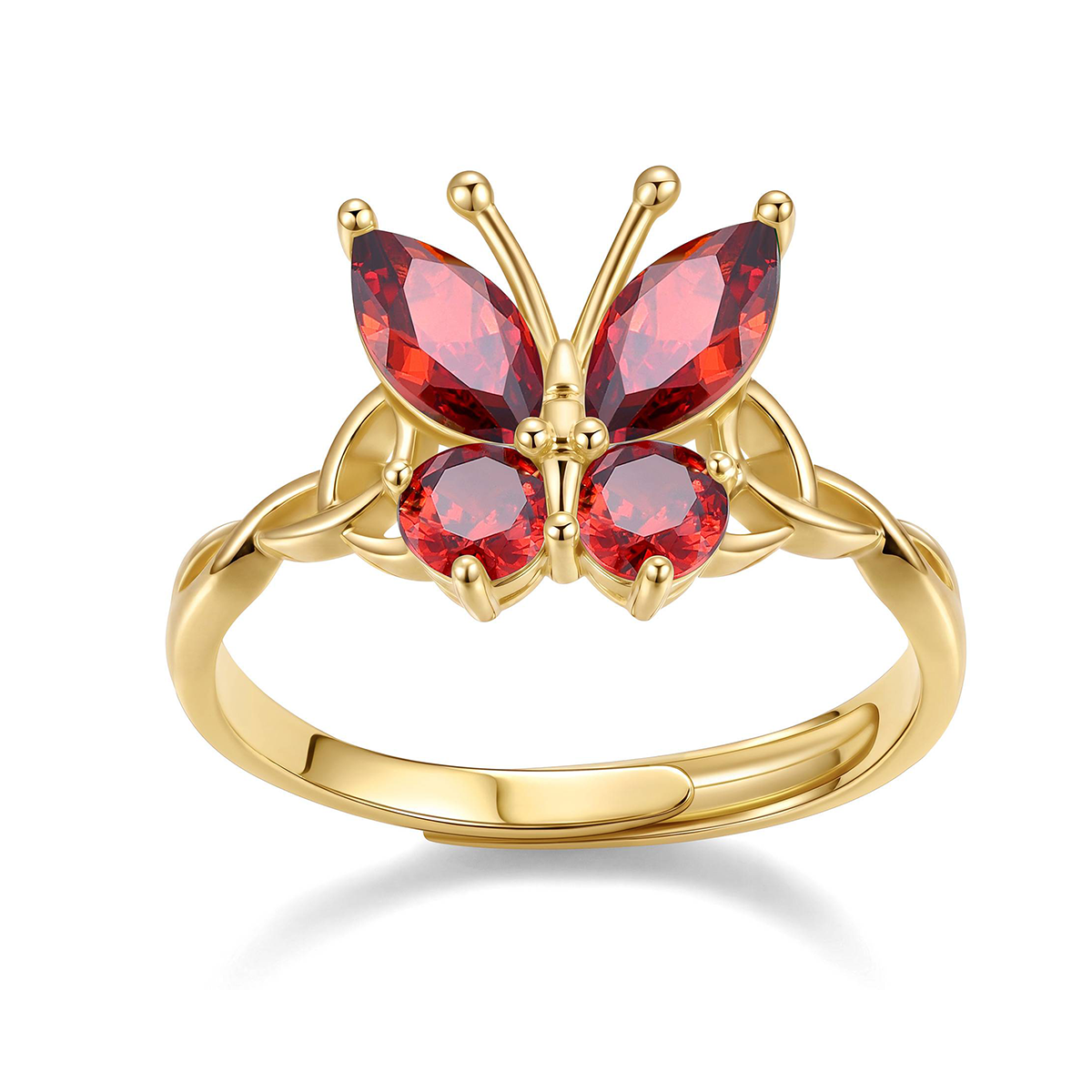 July Adjustable Celtic Knot Butterfly Birthstone Ring