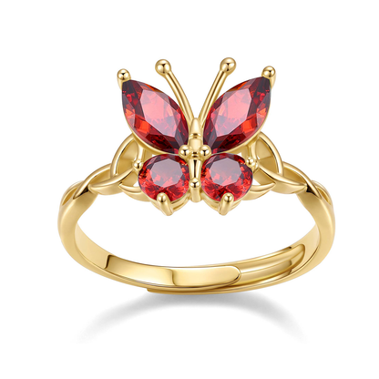 July Adjustable Celtic Knot Butterfly Birthstone Ring