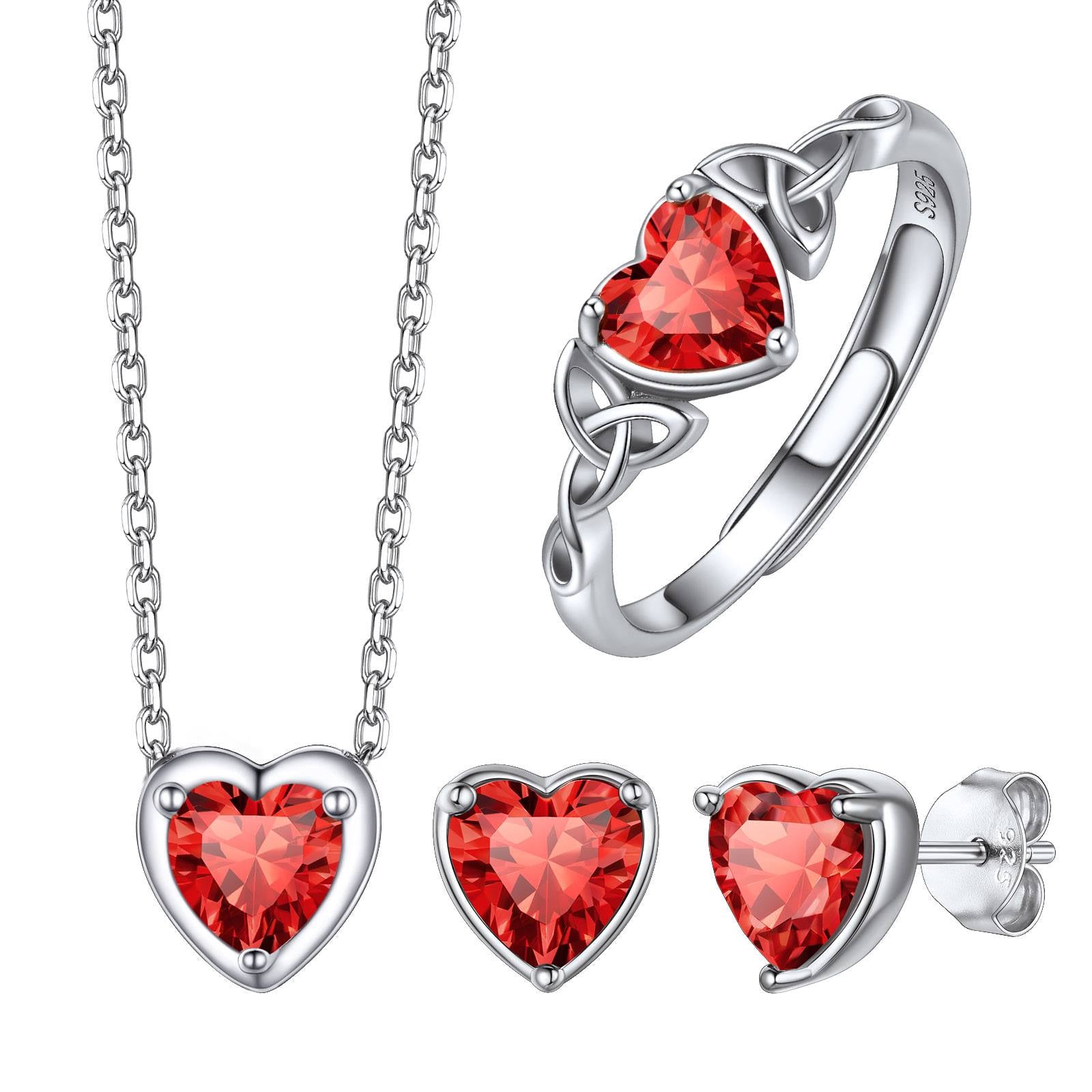 July Heart Birthstone Jewelry Set