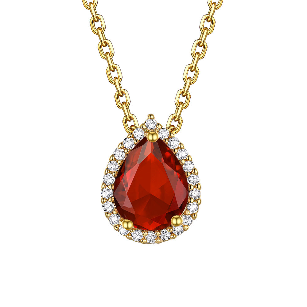 July Teardrop Birthstone Necklace Gold Plated