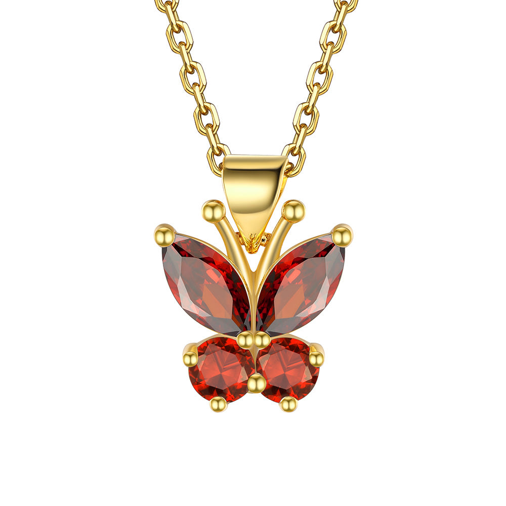 July birthstone butterfly necklace Gold Plated