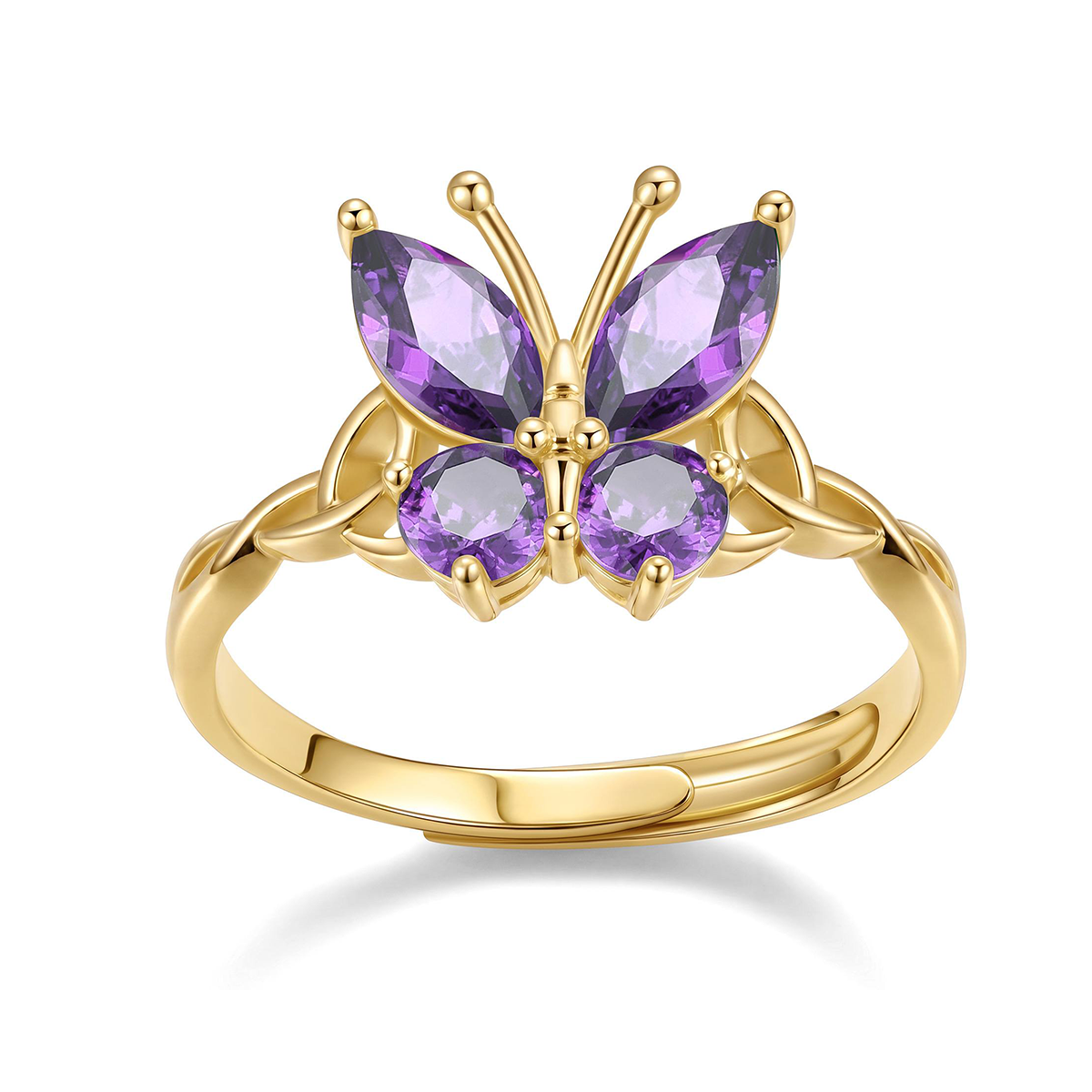 June Adjustable Celtic Knot Butterfly Birthstone Ring