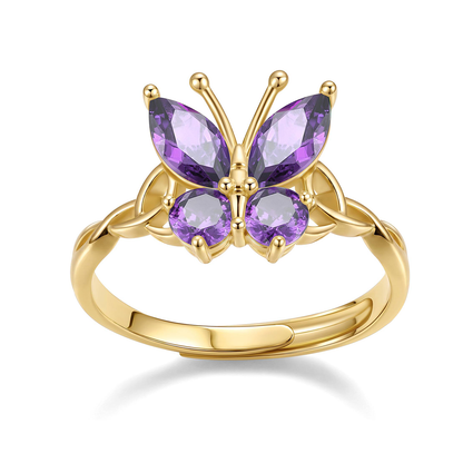 June Adjustable Celtic Knot Butterfly Birthstone Ring