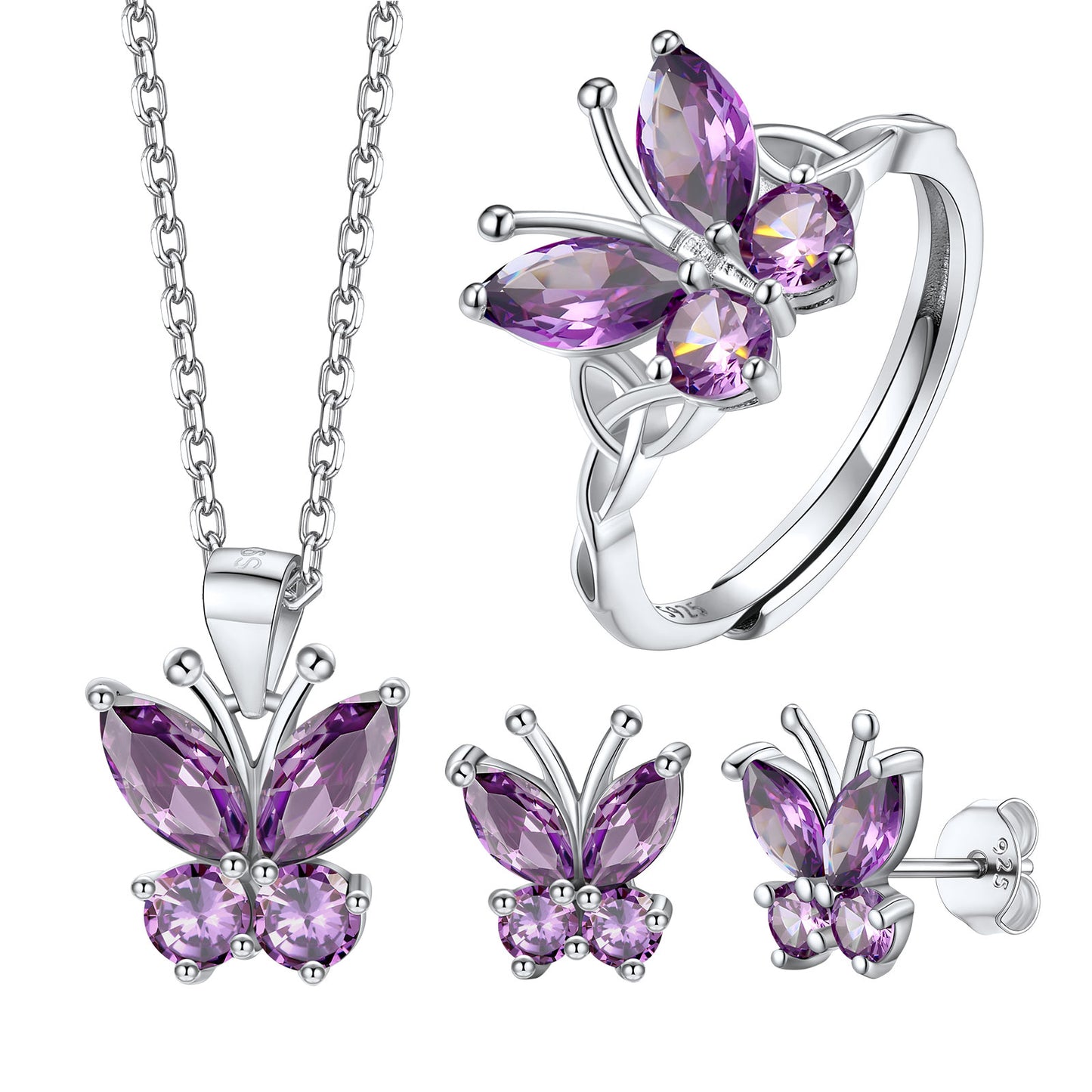 Butterfly Birthstone Jewelry Set