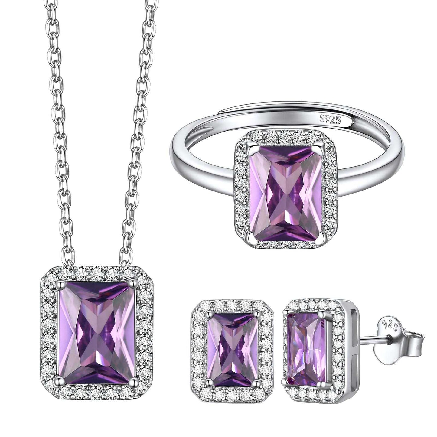 June Birthstone Emerald Cut Jewelry Set