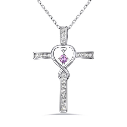 June Birthstone Infinity Cross Necklace For Women on a white background