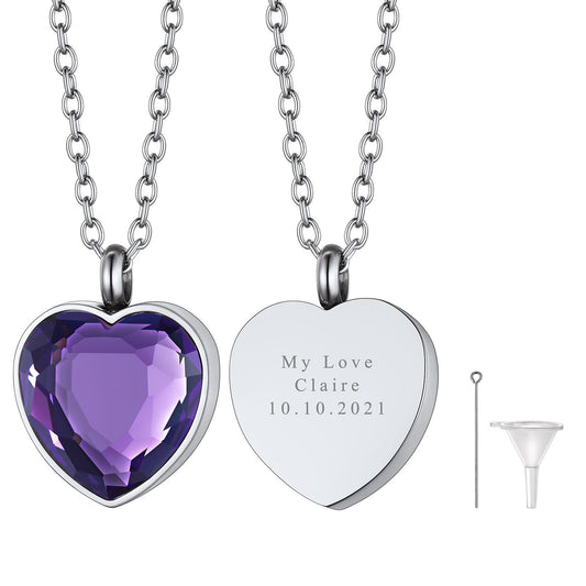 June Birthstone Urn Necklaces for Ashes  Steel