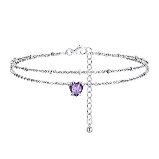 June Heart Birthstone Anklet FIA23770