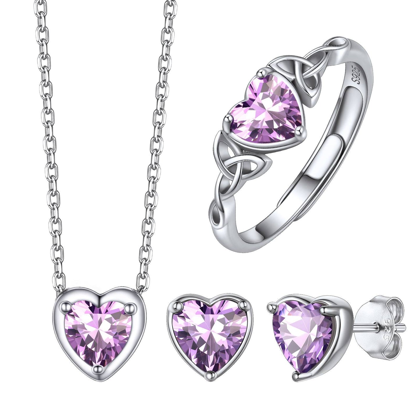 June Heart Birthstone Jewelry Set