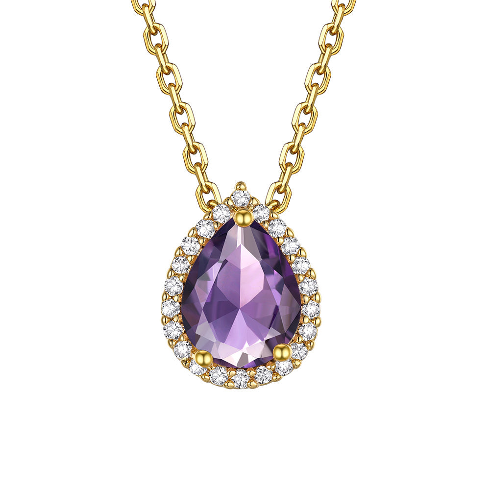 June Teardrop Birthstone Necklace Gold Plated