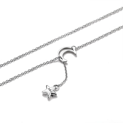 Lariat Y Necklaces Adjustable Long Chain Necklace Silver