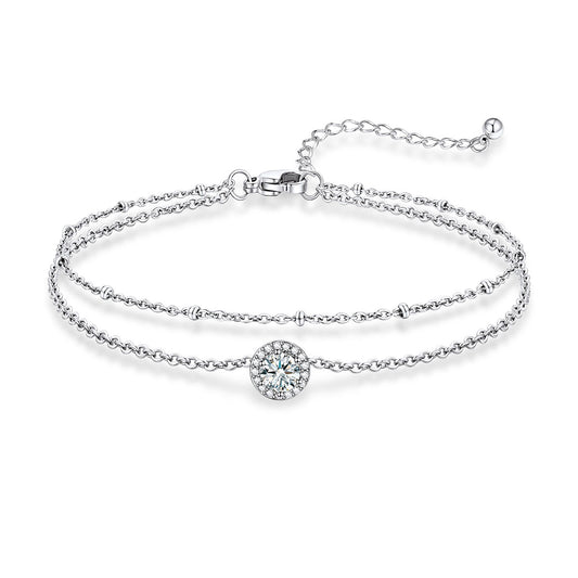 Layer Halo April Birthstone Anklet