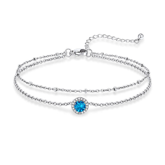 Layer Halo December Birthstone Anklet