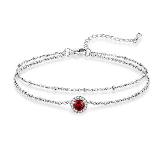 Layer Halo January Birthstone Anklet