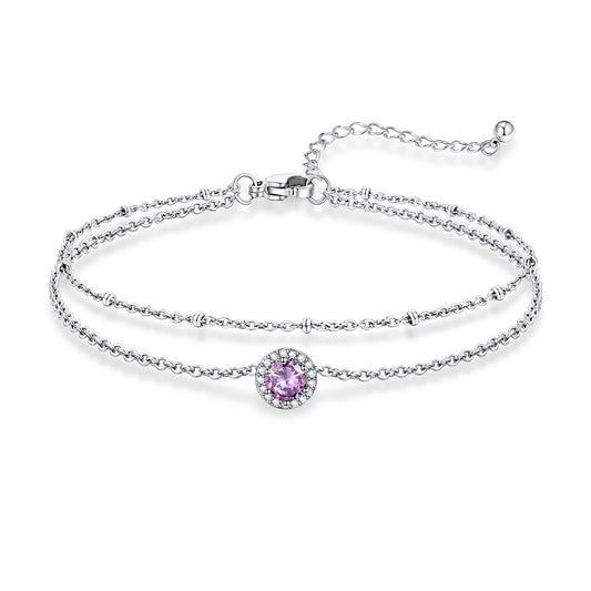 Layer Halo June Birthstone Anklet