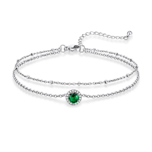 Layer Halo May Birthstone Anklet
