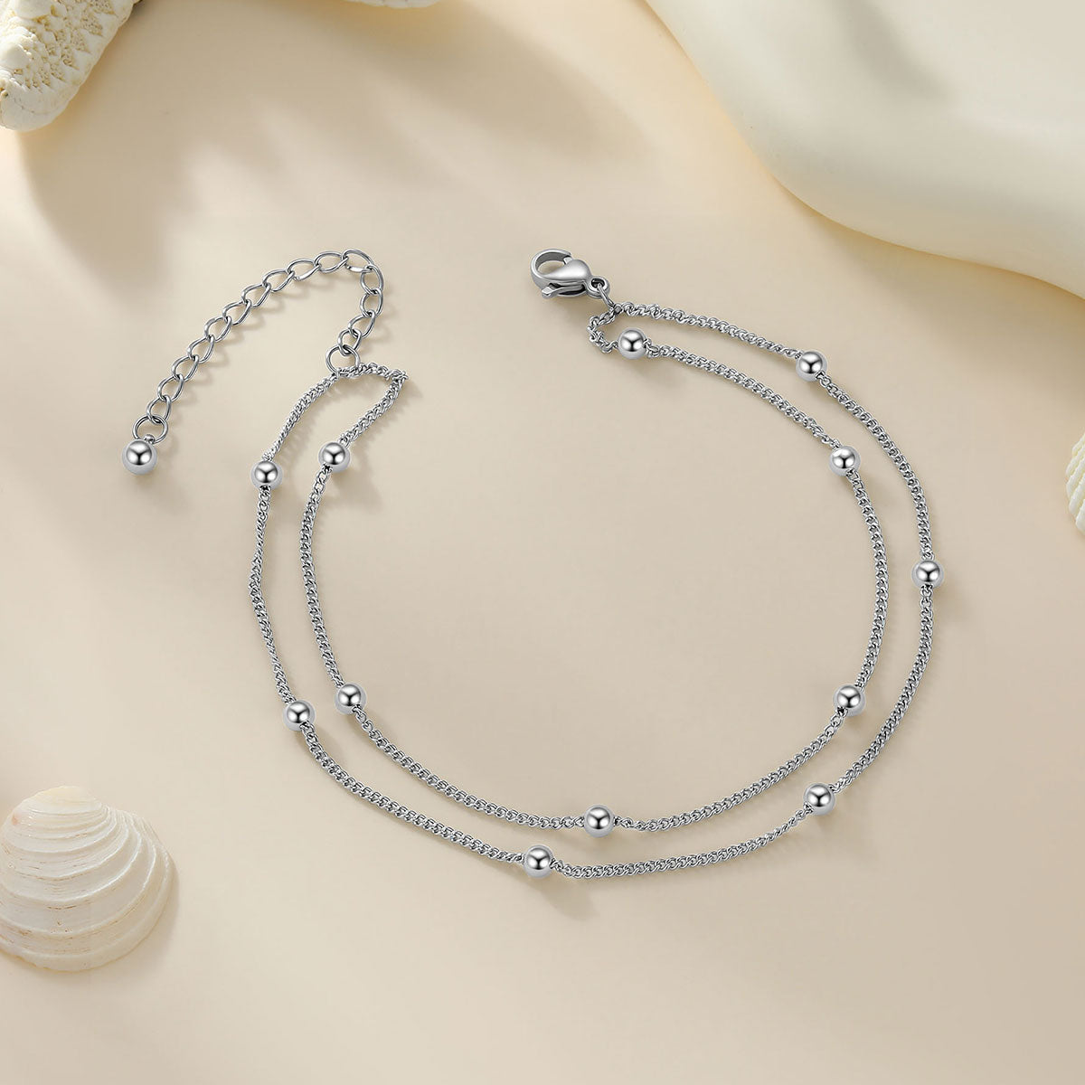 Layered Ball Chain Ankle Bracelet 