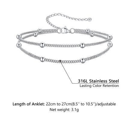Layered Ball Chain Ankle Bracelet Dimention