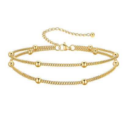 Layered Ball Chain Ankle Bracelet Gold Plated