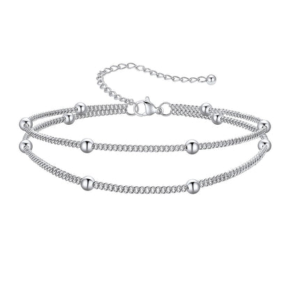 Layered Ball Chain Ankle Bracelet for Women