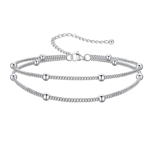 Layered Ball Chain Ankle Bracelet for Women
